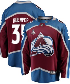 Colorado Avalanche Darcy Kuemper 35 Home 2022 Stanley Cup Playoffs Breakaway Men Jersey - Burgundy