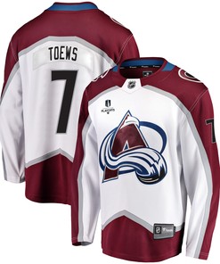 Colorado Avalanche Devon Toews 7 Away 2022 Stanley Cup Playoffs Breakaway Men Jersey - White