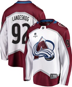 Colorado Avalanche Gabriel Landeskog 92 Away 2022 Stanley Cup Playoffs Breakaway Men Jersey - White