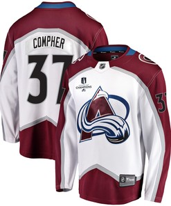 Colorado Avalanche J. T. Compher 37 Away 2022 Stanley Cup Champions Breakaway Men Jersey - White