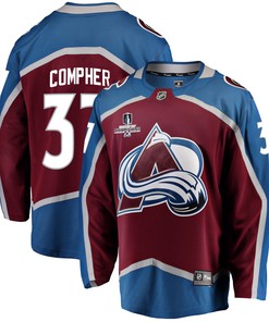 Colorado Avalanche J. T. Compher 37 Home 2022 Stanley Cup Champions Breakaway Men Jersey - Burgundy