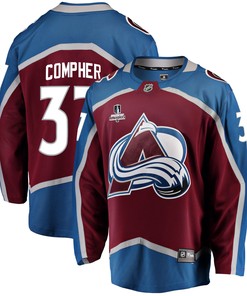 Colorado Avalanche J. T. Compher 37 Home 2022 Stanley Cup Playoffs Breakaway Men Jersey - Burgundy