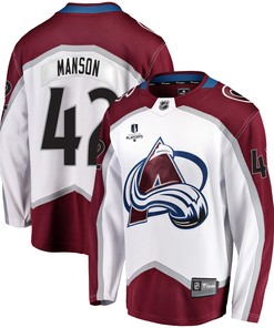 Colorado Avalanche Josh Manson 42 Away 2022 Stanley Cup Playoffs Breakaway Men Jersey - White