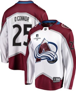 Colorado Avalanche Logan O'Connor 25 Away 2022 Stanley Cup Champions Breakaway Men Jersey - White