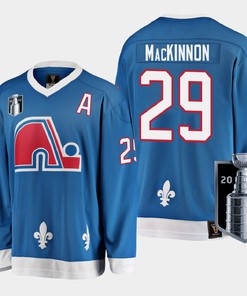 Colorado Avalanche Nathan MacKinnon 29 2022 Western Conference Champs Blue Jersey Heritage