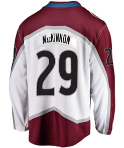 Colorado Avalanche Nathan MacKinnon 29 Away 2022 Stanley Cup Champions Breakaway Men Jersey - White