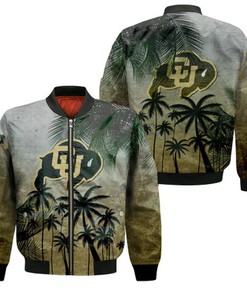 Colorado Buffaloes Bomber Jacket Coconut Tree Tropical Grunge - NCAA