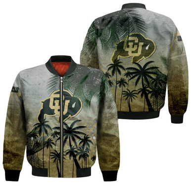 Colorado Buffaloes Bomber Jacket Coconut Tree Tropical Grunge - NCAA