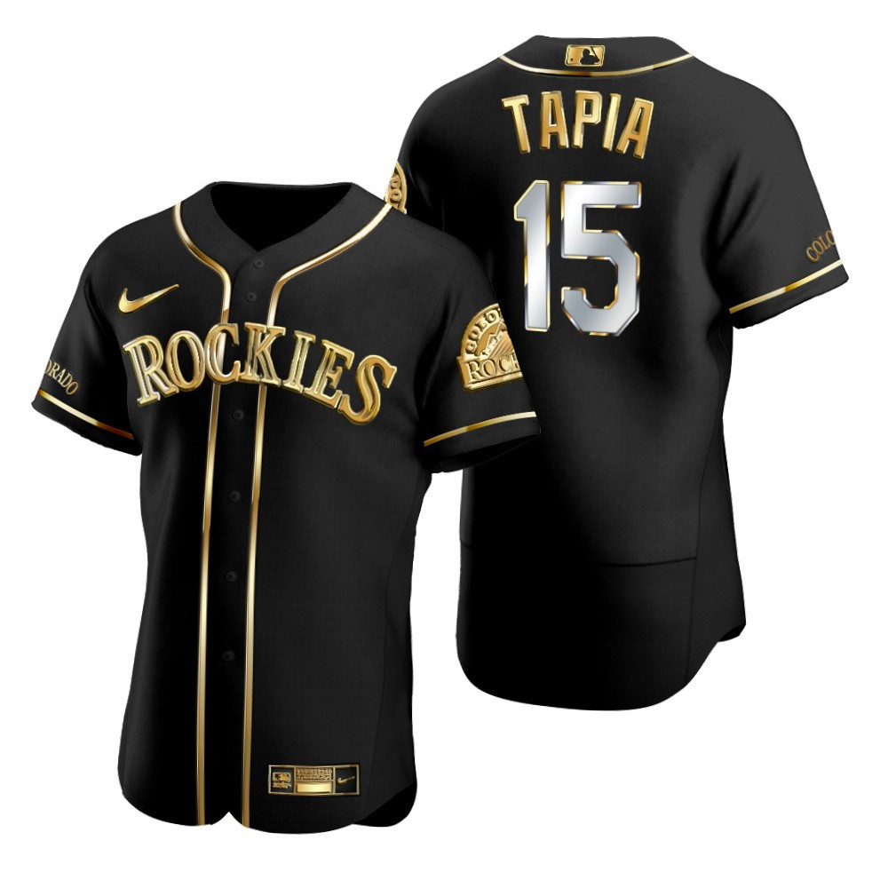 Colorado Rockies #15 Raimel Tapia Mlb Golden Brandedition Black Jersey Gift For Rockies Fans