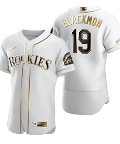Colorado Rockies #19 Charlie Blackmon Mlb Golden Brandedition White Jersey Gift For Rockies Fans