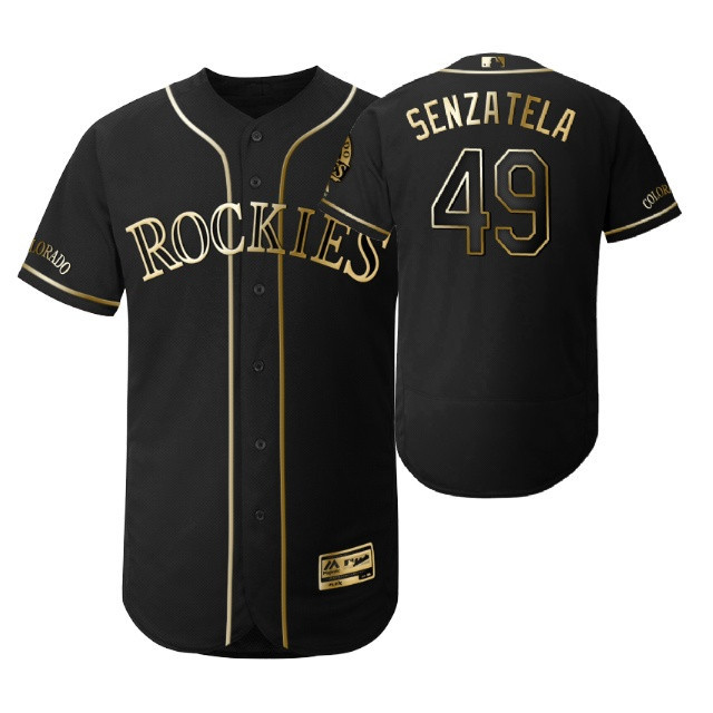 Colorado Rockies #49 Antonio Senzatela Mlb 2019 Golden Brandedition Black Jersey Gift For Rockies Fans