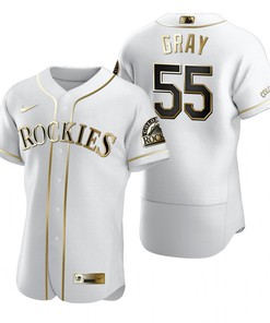 Colorado Rockies #55 Jon Gray Mlb Golden Brandedition White Jersey Gift For Rockies Fans
