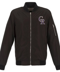 Colorado Rockies JH Design Lightweight Nylon Bomber Jacket - Black