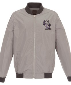 Colorado Rockies JH Design Lightweight Nylon Bomber Jacket - Gray