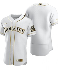 Colorado Rockies Mlb Golden Brandedition White Jersey Gift For Rockies Fans