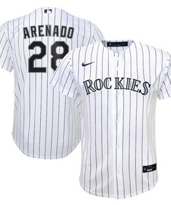 Colorado Rockies Nolan Arenado #28 2020 Mlb White Stripe Lines Jersey
