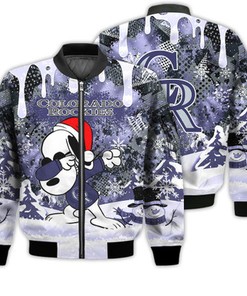 Colorado Rockies Snoopy Dabbing The Peanuts Sports Football American Christmas Dripping Matching Gifts Unisex 3D Bomber Jacket