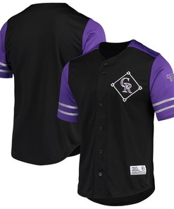 Colorado Rockies Stitches Button-Up Jersey - Black/Purple Jersey
