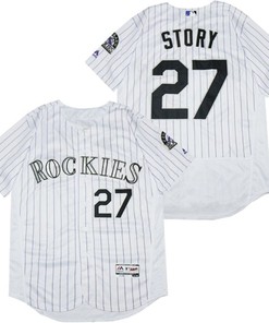 Colorado Rockies Trevor Story #27 2020 Mlb White Stripe Lines Jersey
