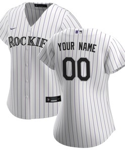 Colorado Rockies Womens Home Replica Custom Jersey - White Custom Jerseys Mlb