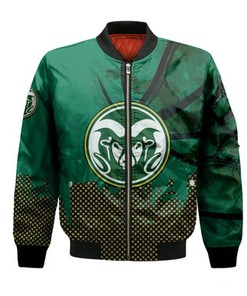 Colorado State Rams Bomber Jacket Basketball Net Grunge Pattern- NCAA