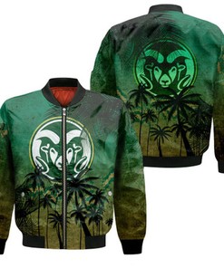 Colorado State Rams Bomber Jacket Coconut Tree Tropical Grunge - NCAA