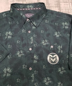Colorado State Rams Chiliwear Hawaiian Shirt Green Button Up Poly Spandex