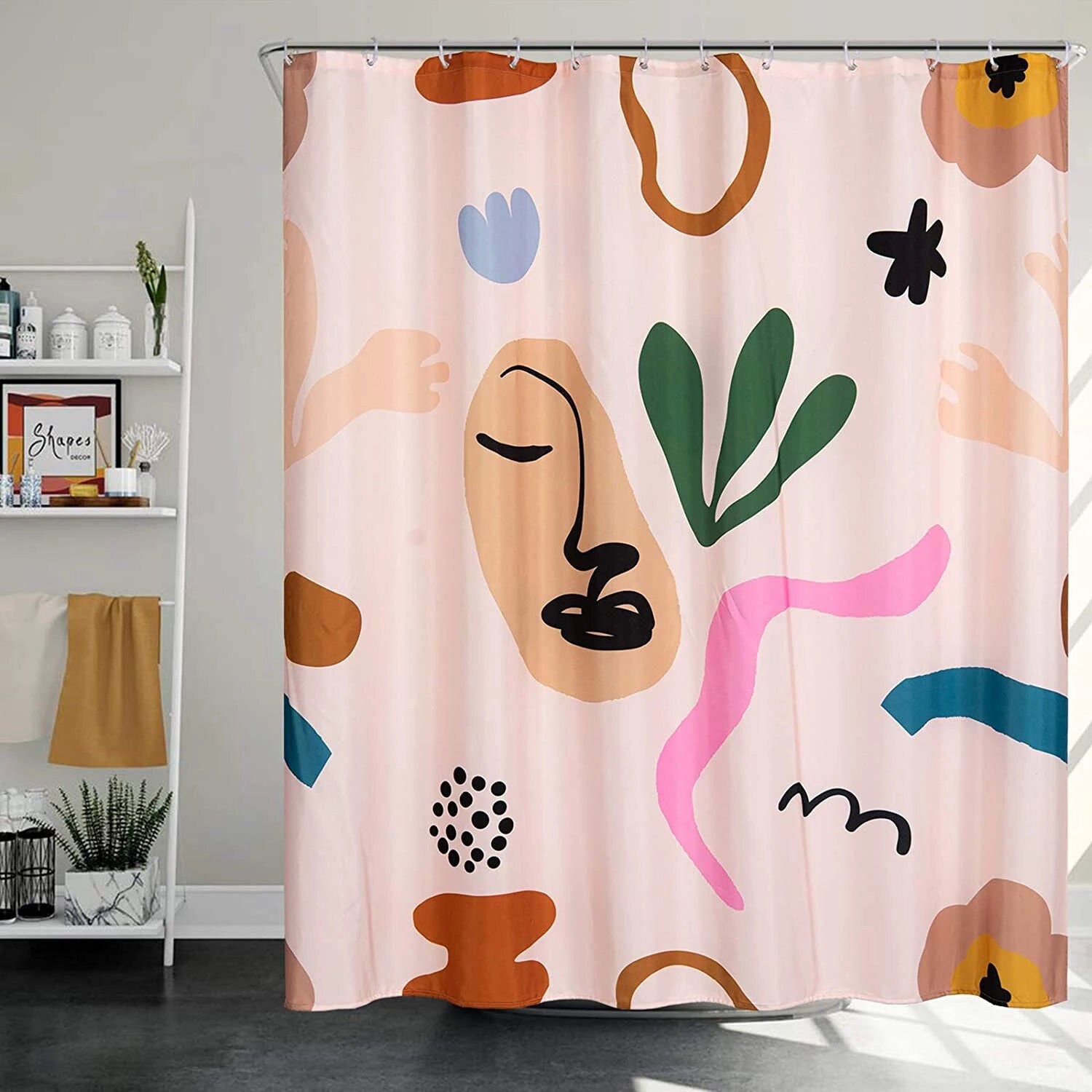 Colorful Abstract Art Shower Curtain Set for Modern Bathroom Decor