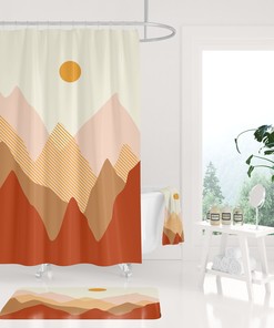 Colorful Abstract Hills and Mountains Boho Shower Curtain