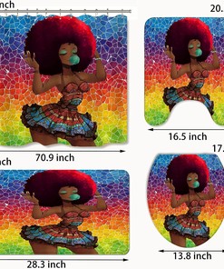 Colorful African American Shower Curtain Set with Accessories for Bathrooms