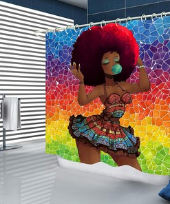 Colorful African American Shower Curtain Set with Accessories for Bathrooms