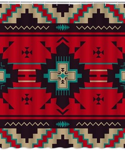 Colorful Aztec Shower Curtain - Retro Native Triangle Pattern for Chic Bathroom Curtain