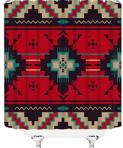 Colorful Aztec Shower Curtain - Retro Native Triangle Pattern for Chic Bathroom Curtain