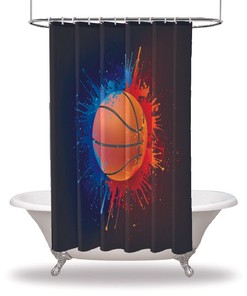 Colorful Basketball Print Shower Curtain - Ideal for Cheering Up Your Bathroom Decor
