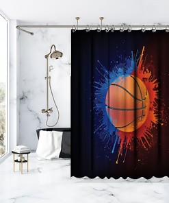 Colorful Basketball Print Shower Curtain - Ideal for Cheering Up Your Bathroom Decor