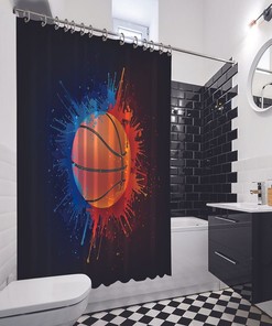 Colorful Basketball Print Shower Curtain - Ideal for Cheering Up Your Bathroom Decor