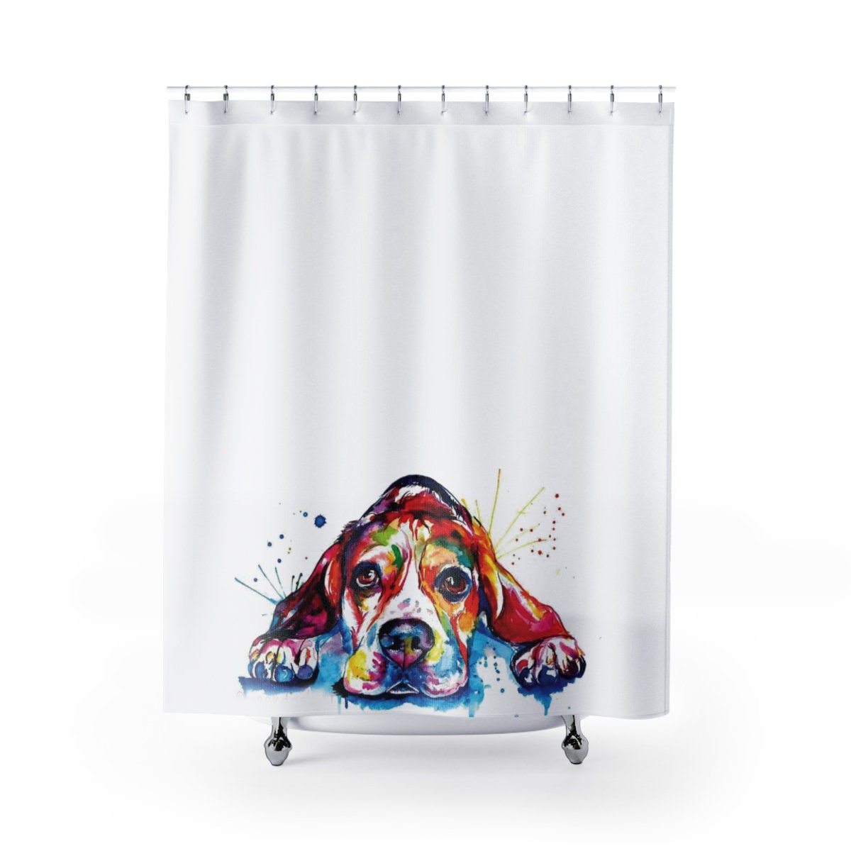 Colorful Beagle Watercolor Shower Curtain for Animal-Loving Bathroom Decor