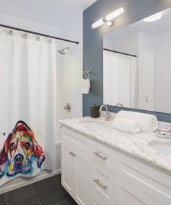 Colorful Beagle Watercolor Shower Curtain for Animal-Loving Bathroom Decor