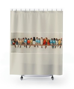 Colorful Bird Lover Shower Curtain Set with Bird Prints and Special Quotes - Nature-Inspired Bathroom Decor