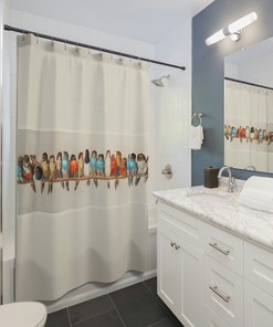 Colorful Bird Lover Shower Curtain Set with Bird Prints and Special Quotes - Nature-Inspired Bathroom Decor