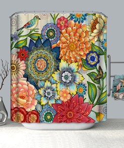 Colorful Boho Bohemia Art Shower Curtain with Plastic Hooks, Cloth Curtain for Bathroom Decor, Multiple Styles - Bathroom Curtain
