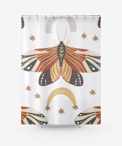 Colorful Boho Butterfly Shower Curtain - Printed Fabric for a Vibrant Bathroom 