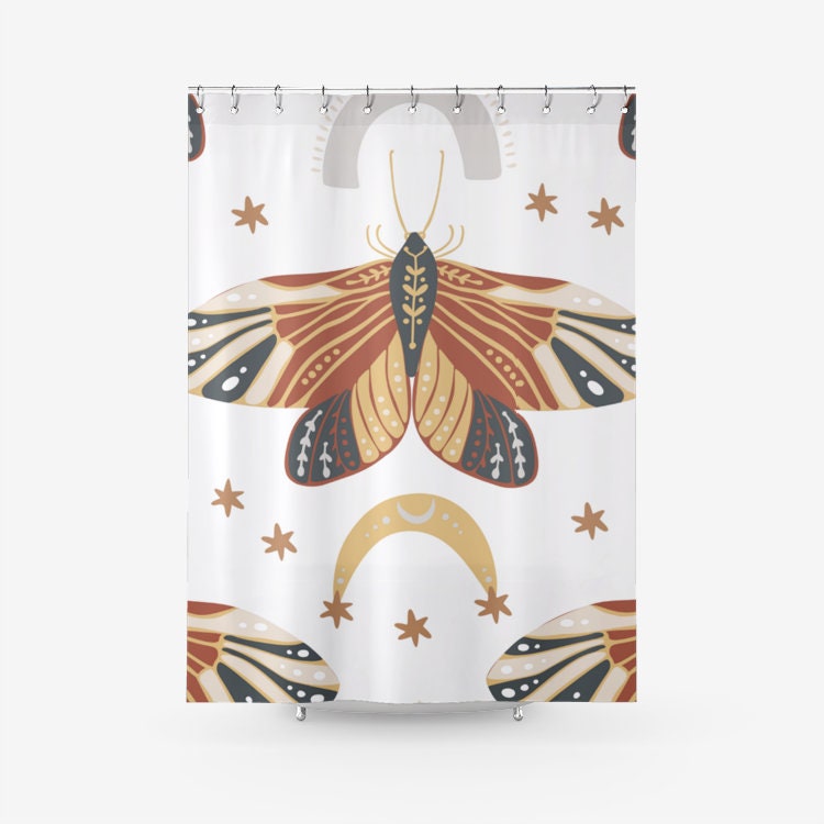 Colorful Boho Butterfly Shower Curtain - Printed Fabric for a Vibrant Bathroom