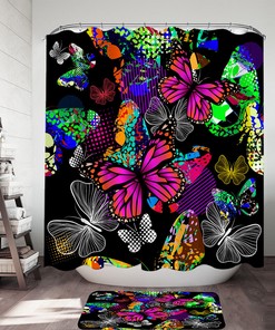 Colorful Butterflies Shower Curtain Bathroom Decor