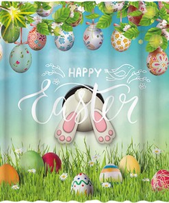 Colorful Eggs Easter Shower Curtain for Spring Bathroom Decor