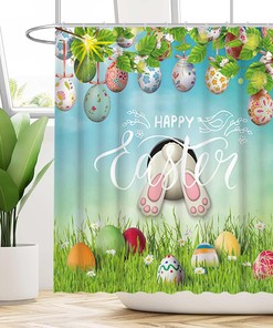 Colorful Eggs Easter Shower Curtain for Spring Bathroom Decor