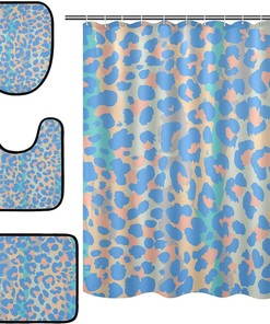 Colorful Elegant Leopard Spot Shower Curtain and Mat for Eye-Catching Bathroom Decor