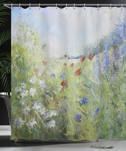 Colorful Flowers Shower Curtain for Summer Season Bathroom Decor