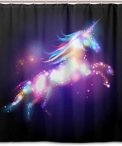 Colorful Galaxy Unicorn Shower Curtain for Magical Bathroom Decor