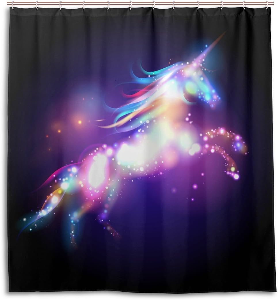 Colorful Galaxy Unicorn Shower Curtain for Magical Bathroom Decor
